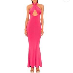 Michael Costello x REVOLVE Pink Halter Keyhole Maxi Dress Medium Formal Gown